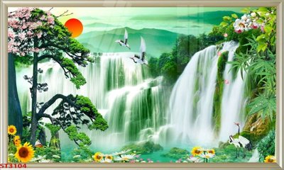 Tải file Tranh sơn thủy thác nước phong thủy ST3104 (gốc) chủ đề tôn giáo