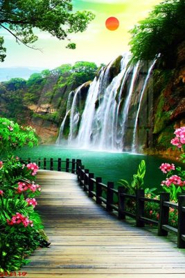 Download file gốc Tranh sơn thủy thác nước phong thủy ST3119 (in mica) logo