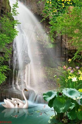 Tải file Tranh sơn thủy thác nước phong thủy ST3122 (gốc) in ấn chất lượng