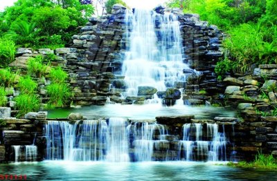 File tranh Tranh sơn thủy thác nước phong thủy ST3131 (ảnh gốc) in trần nhà