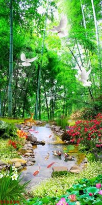 Download file gốc Tranh sơn thủy thác nước phong thủy ST3219 (in lụa) cao cấp