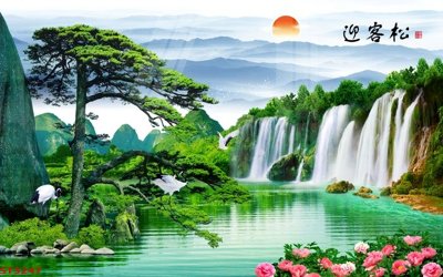 Download file ảnh gốc Tranh sơn thủy thác nước phong thủy ST3247 để in ấn