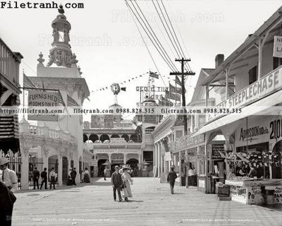 File tranh Steeplechase Park_ 1903 (bản gốc) in lụa 3D