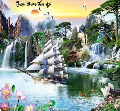 File gốc File thuận buồm xuôi gió TB140 (in lụa) tranh mã đáo