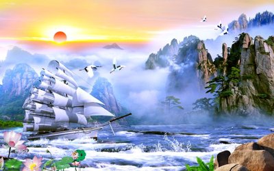 File tranh File thuận buồm xuôi gió TB6009 (gốc) in vải canvas