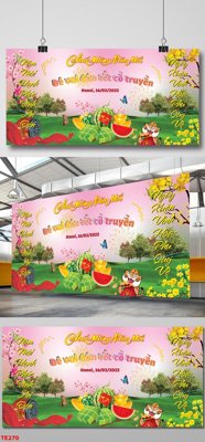 File PSD file in baner tết 2023 phông tết tất niên khai xuân TE270 (bản gốc) dễ dàng edit