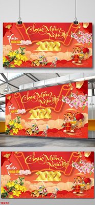 File gốc in ấn file in baner tết 2023 phông tết tất niên khai xuân TE272 chuẩn màu CMYK