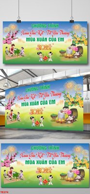 Download file gốc file in baner tết 2023 phông tết tất niên khai xuân TE274 (in lụa) tranh 3D