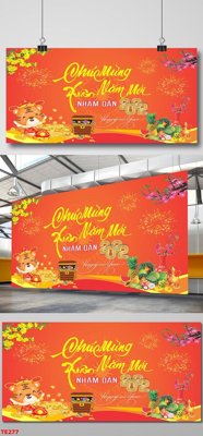 File tranh ảnh gốc file in baner tết 2023 phông tết tất niên khai xuân TE277 dùng cho in khổ lớn