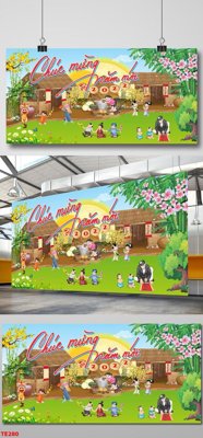 Tải file file in baner tết 2023 phông tết tất niên khai xuân TE280 (gốc) in ấn chất lượng