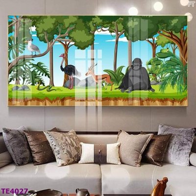 File gốc in ấn File tranh trẻ em rừng động vật TE4027 chất lượng vượt trội