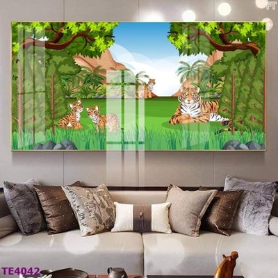 Ảnh gốc File tranh trẻ em rừng động vật TE4042 (nét căng) in mica