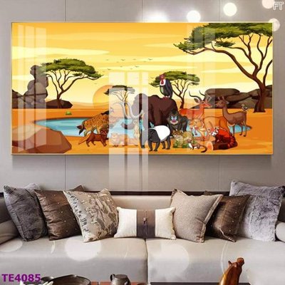 File tranh File tranh trẻ em rừng động vật TE4085 (bản gốc) in lụa dán tường