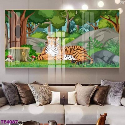 File tranh File tranh trẻ em rừng động vật TE4087 (bản gốc) in lụa 3D