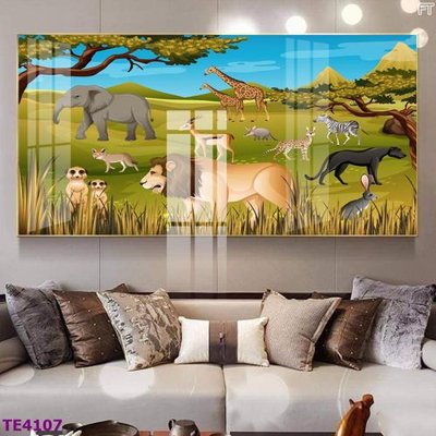 File tranh File tranh trẻ em rừng động vật TE4107 (gốc) phong cách tối giản