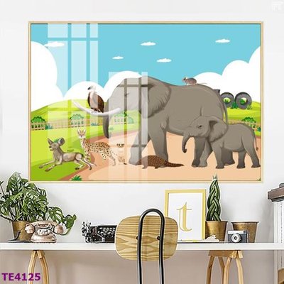 File gốc File tranh trẻ em rừng động vật TE4125 (trang trí) cho phòng khách
