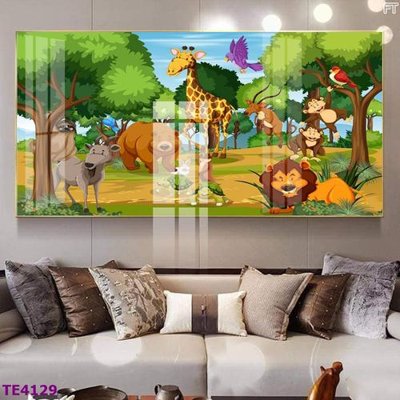 File tranh in trần 3D File tranh trẻ em rừng động vật TE4129 (ảnh gốc)