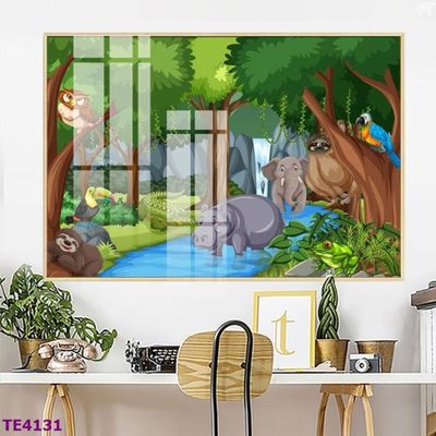 File gốc File tranh trẻ em rừng động vật TE4131 (trang trí) phòng ngủ