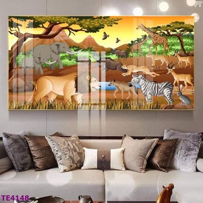Hình ảnh file gốc in trần nhà File tranh trẻ em rừng động vật TE4148