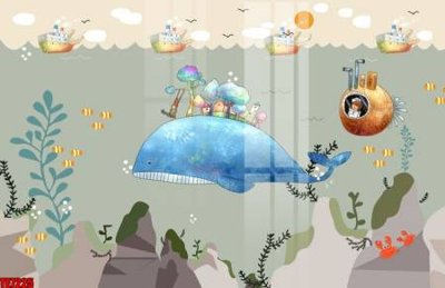 File gốc File tranh tường nền trẻ em 3d TE7225 (in ấn) màu sắc trung thực