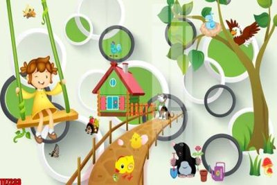 File gốc File tranh tường nền trẻ em 3d TE7233 (phong cách) tối giản