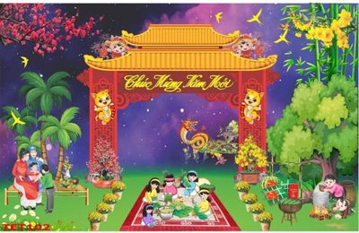 File in lụa file in baner tết 2023 phông tết tất niên khai xuân TET102 (phong cảnh) file in baner tết 2023 phông tết tất niên khai xuân TET102