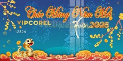 File gốc file in banner tết 2025 phông tết tất niên khai xuân chúc mừng năm mới 2025 TET1033 (in mica) làm quà tặng