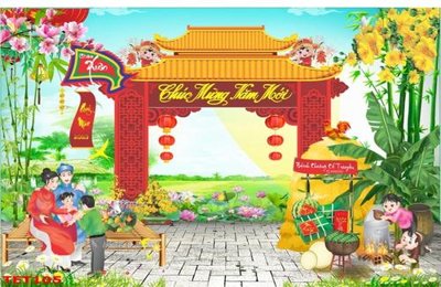 Tải về hình ảnh gốc file in baner tết 2023 phông tết tất niên khai xuân TET105 sắc nét