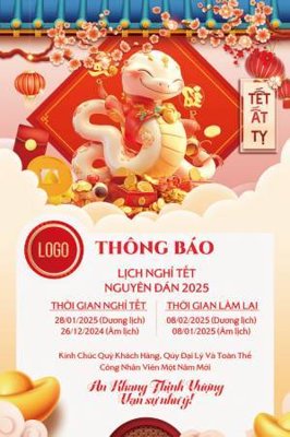 Tải file File in thông báo nghỉ tết 2025TET1211 (PSD) cho in tranh kính
