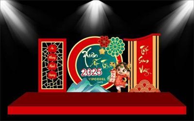 File tranh gốc File check in decor backop trang trí cổng tết năm mới 2025 TET1433 chủ đề hiện đại