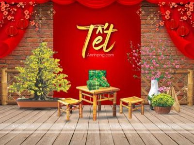 Download file gốc File tiểu cảnh tết check in phông tết 2025 TET1452 (in lụa) hoa lá