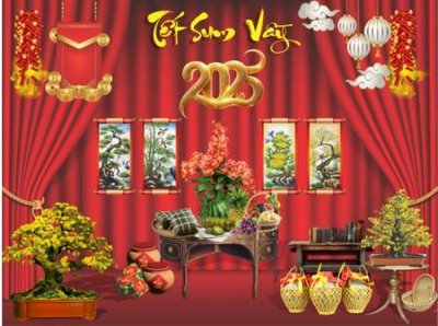 Tải file tranh gốc File tiểu cảnh tết check in phông tết 2025 TET1461 chất lượng cao