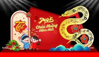 Download file gốc File backdrop decor check in xuân ất tỵ 2025 TET1734 (in lụa) tranh 3D