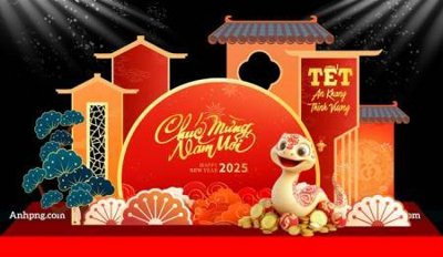 File gốc in tráng gương File backdrop decor check in xuân ất tỵ 2025 TET1741 chi tiết