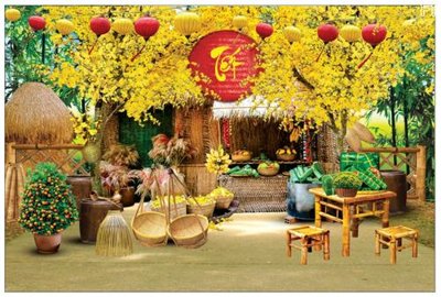 File tranh trang trí file in baner tết 2023 phông tết tất niên khai xuân TET524 (tải file gốc)