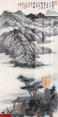 Ảnh gốc file in lụa File tranh thủy mặc trung quốc TM1260 chi tiết