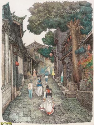 File in mica File tranh thủy mặc TM486 (bản gốc) làm vách ngăn