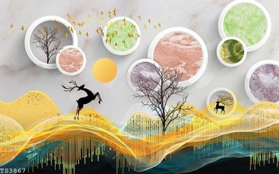 File tranh File hoa trang sức 3d TS3867 (gốc) phong cách tối giản