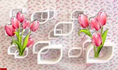 File tranh File tranh hoa trang sức in tường 3d TS5099 (bản gốc) in lụa 5D