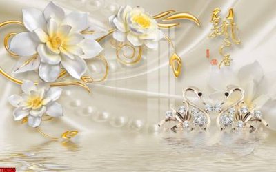 File gốc File tranh hoa trang sức in tường 3d TS5285 (in lụa) họa tiết 3D