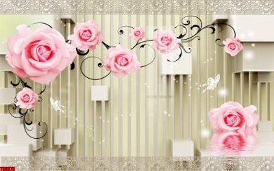 File gốc File tranh hoa trang sức in tường 3d TS5373 (in lụa) tranh phong thủy