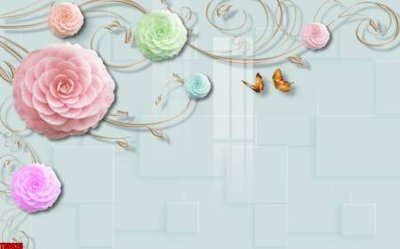 File tranh File tranh hoa trang sức in tường 3d TS5925 (ảnh gốc) in trần 3D