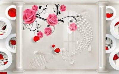 File tranh File tranh hoa trang sức in tường 3d TS5995 (gốc) in film