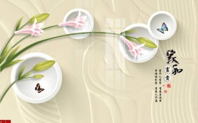 File ảnh File tranh hoa trang sức in tường 3d TS6180 (gốc) cho trang trí nội thất
