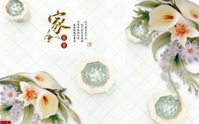 File gốc File tranh hoa trang sức in tường 3d TS6219 (in lụa) trang trí tường