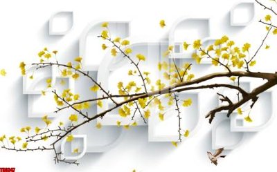 Tải file File tranh hoa trang sức in tường 3d TS6347 (gốc) chủ đề hoa sen