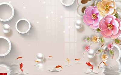 File gốc File tranh hoa trang sức in tường 3d TS6486 (in tráng gương) sang trọng