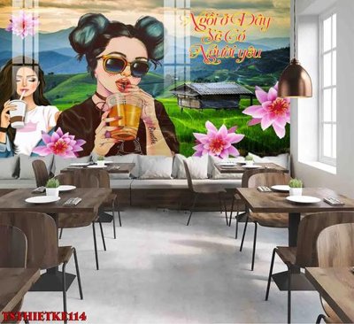 File gốc File tranh dán tường quán trà sữa TSthietke114 (trang trí) cho phòng khách