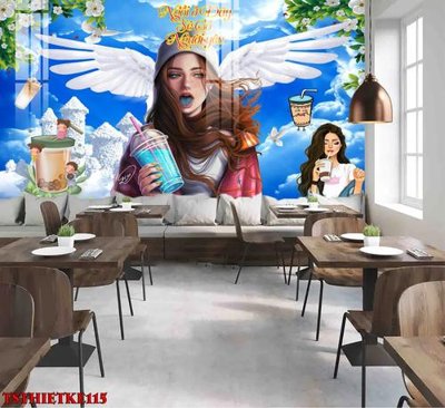 File tranh File tranh dán tường quán trà sữa TSthietke115 (ảnh gốc) độ nét vượt trội