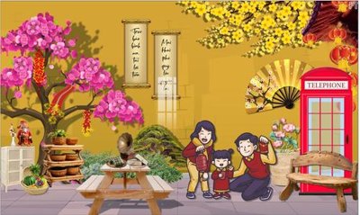 File tranh file in baner tết 2024 phông tiểu cảnh tết TTC56 (gốc) in vải canvas